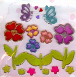 Fensterbild GelGems -Schmetterlinge und Blumen