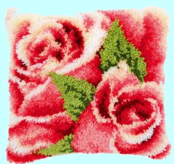 Kissen zum selber Knüpfen - Knüpfkissen Motiv Rosenblüte