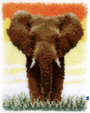 Knüpfteppich Knüpfwandbehang Acryl zum selber Knüpfen Elefant
