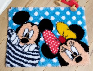Knüpfteppich Knüpfwandbehang Acryl zum selber Knüpfen Mickey Mouse und Minnie