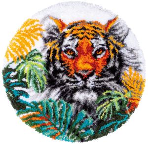 Knüpfteppich Knüpfwandbehang Acryl zum selber Knüpfen Tiger