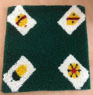 Jassteppich knüpfen aus Schurwolle deutsche Kartensymbole