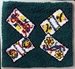 Jassteppich knüpfen aus Schurwolle und französische Kartensymbole