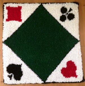 Jassteppich knüpfen aus Schurwolle französische Kartensymbole