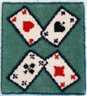 Jassteppich knüpfen aus Schurwolle und französischen Kartensymbolen