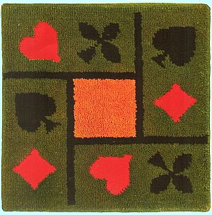 Jassteppich knüpfen aus Schurwolle französische Kartensymbole