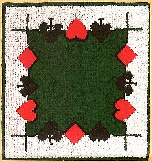 Jassteppich knüpfen aus Schurwolle französische Kartensymbole