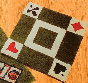 Jassteppich knüpfen aus Schurwolle französische Kartensymbole