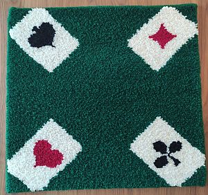 Jassteppich knüpfen aus Schurwolle französische Kartensymbole