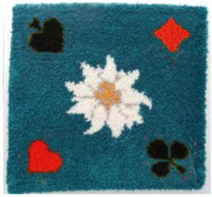 Jassteppich knüpfen aus Schurwolle  französischen Kartensymbolen
