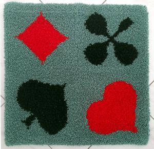 Jassteppich knüpfen aus Schurwolle französische Kartensymbole