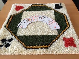 Jassteppich knüpfen aus Schurwolle französische Kartensymbolen