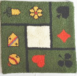 Jassteppich knüpfen aus Schurwolle deutsche und französische Kartensymbole