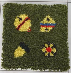 Mini Jassteppich knüpfen aus Feinsmyrna deutsche Kartensymbole