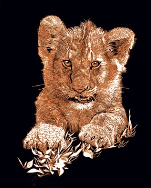 Kratzbild Kupfer Mini - Löwenbaby