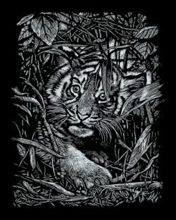Kratzbild Kratzbilder Königstiger Tiger Tiermotiv Gold Komplettset 20 cm x 25 cm 