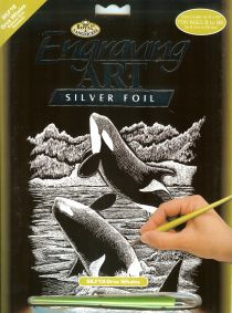 Kratzbild Silber Walfische