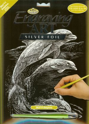 Kratzbild Silber Delfine