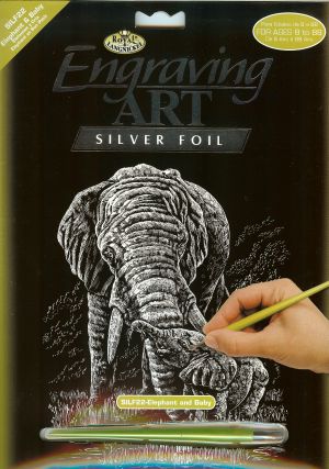 Kratzbild Silber Elefanten
