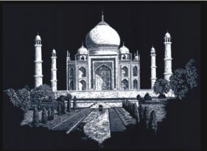 Kratzbild Silber Taj Mahal Engraving Art 