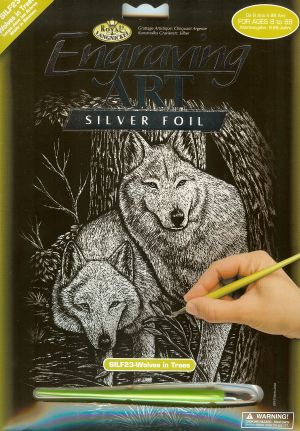 Kratzbild Silber Wölfe