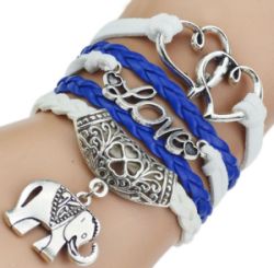 Armband dunkelblau mit Elefantenanhänger